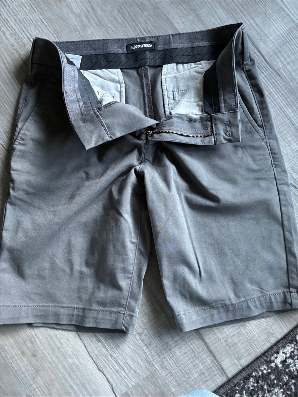 Express Men's Charcoal Gray Flat Front Shorts